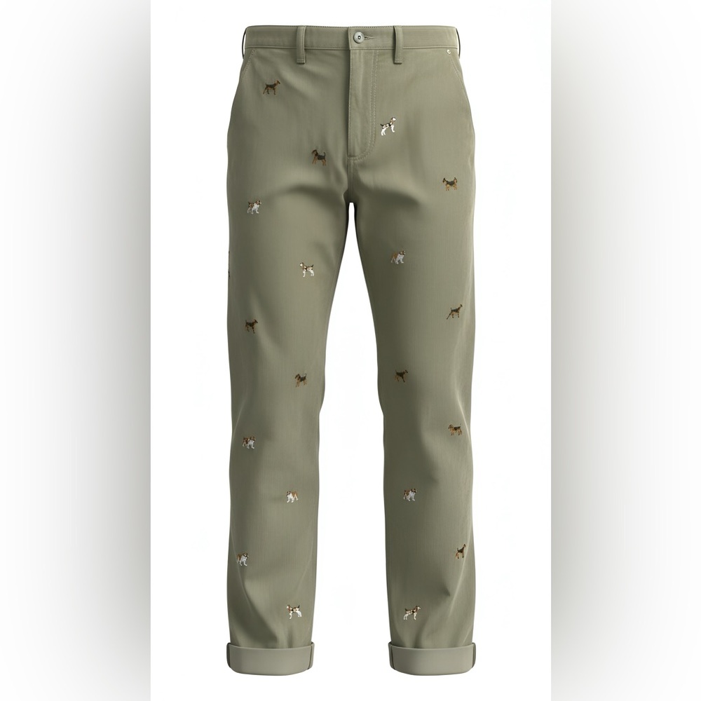 Brooks Brothers Olive Green Embroidered Men Pants